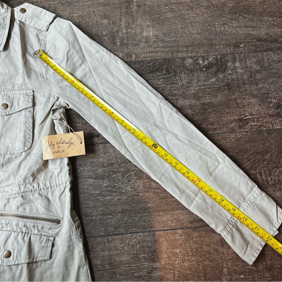 NWT cotton light gray military twill pocketed jacket - Picture 10 of 10